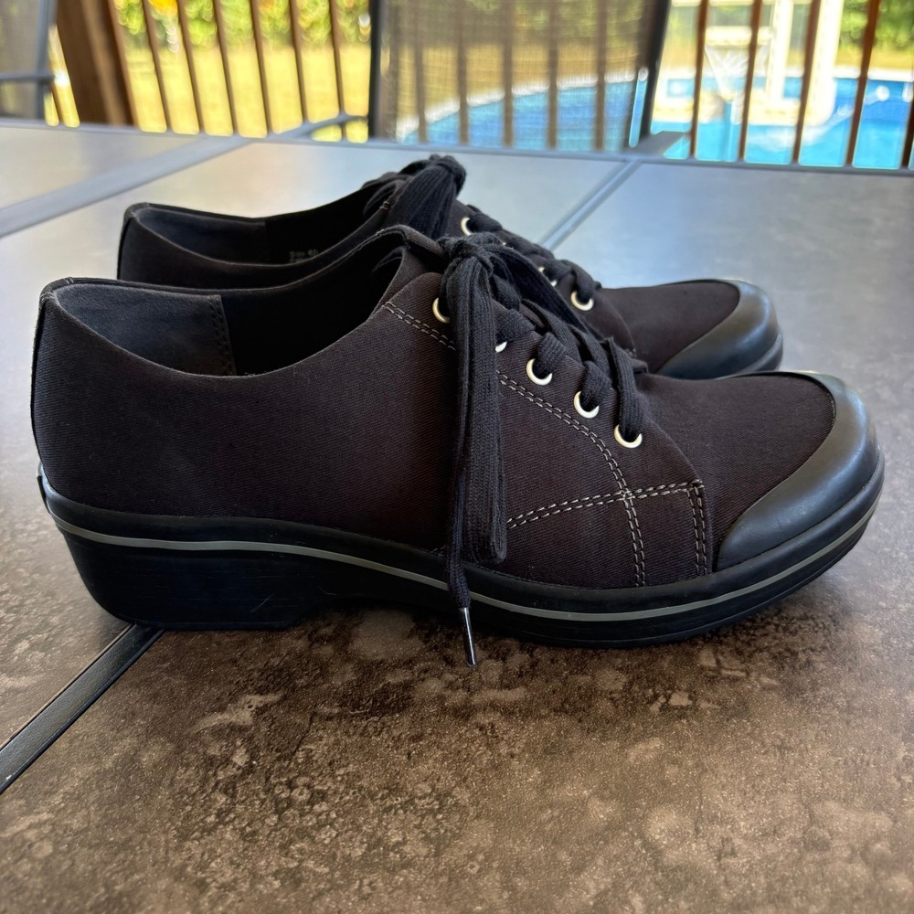 Dansko Vegan Black Canvas Lace Up Platform Sneakers Shoes Womens 40 US 9.5-10